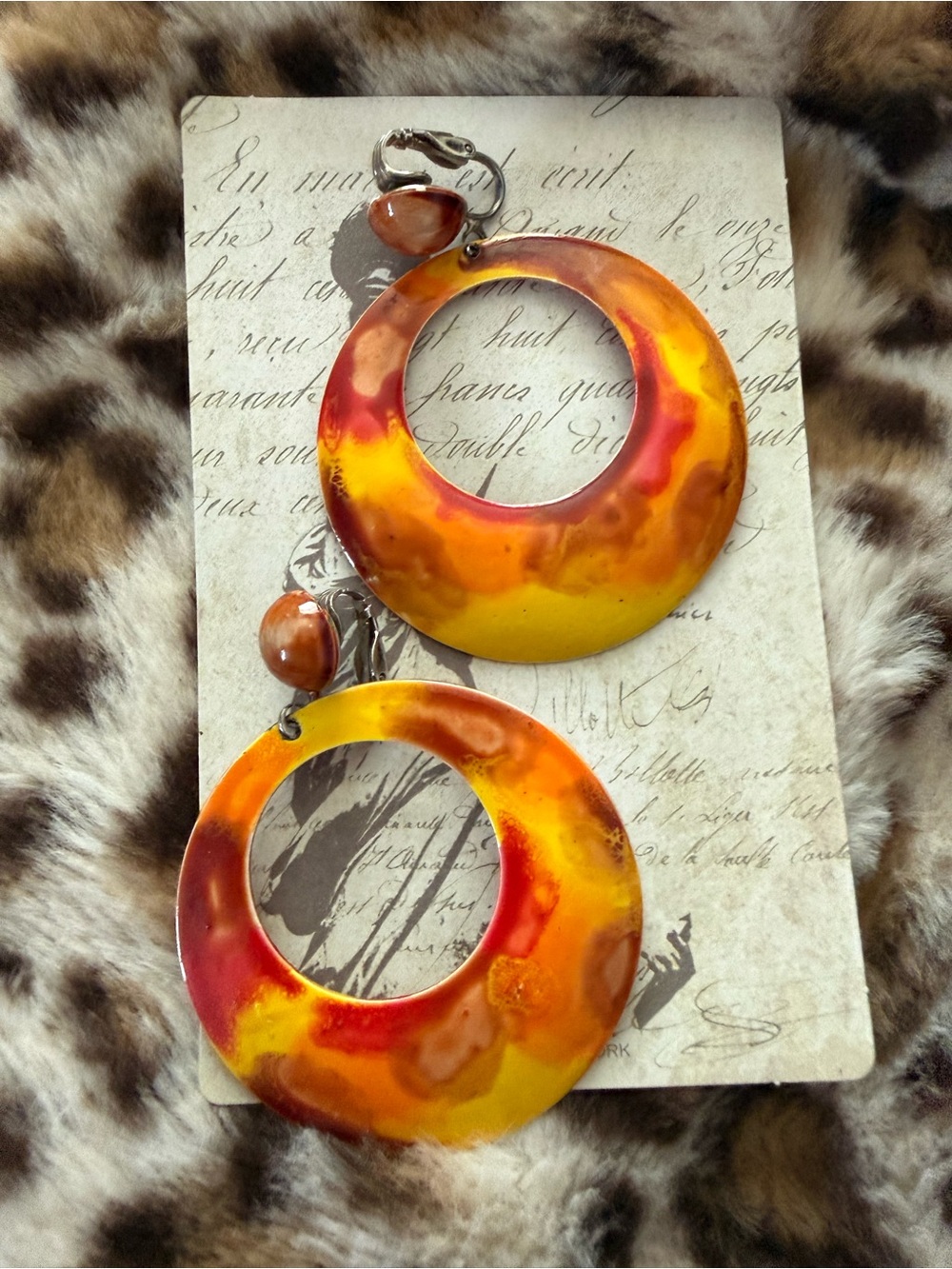 Bold Orange & Red Hoop Statement Earrings - Women Jewelry